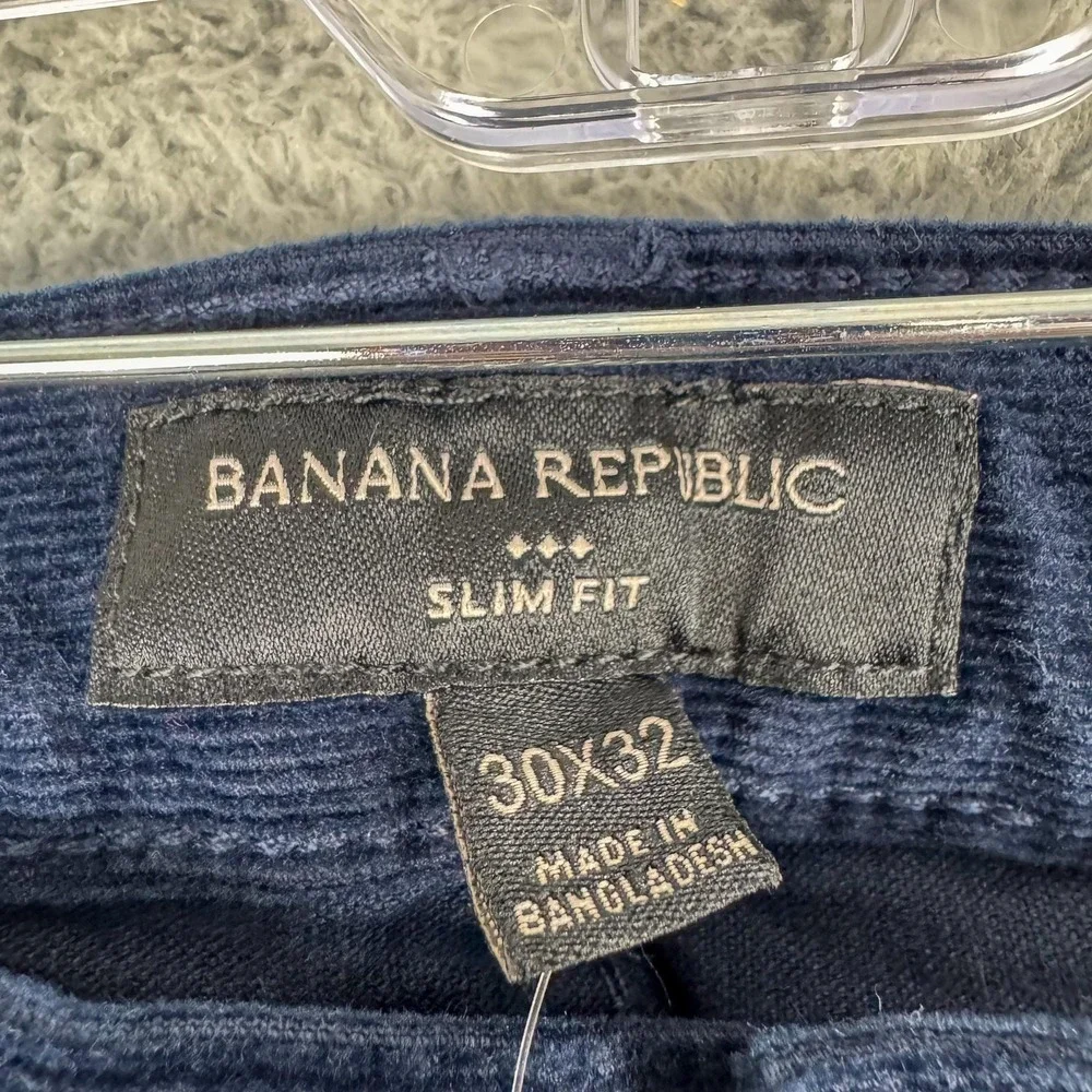 Banana Republic Corduroy Pants Mens 30x32 Blue Washwell Slim Stretch Casual NEW‎